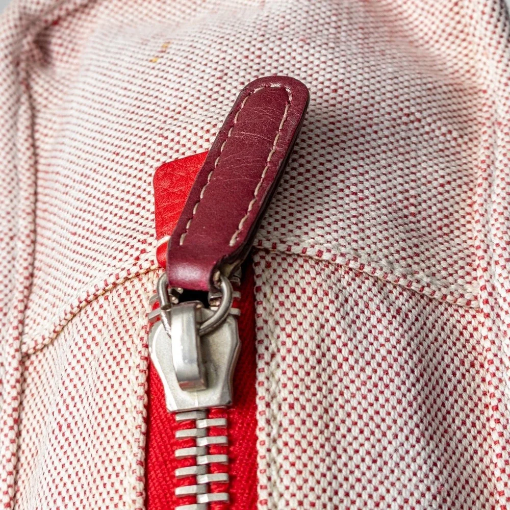 Rare Prada Misto Lino Handle Naturale Canvas Mini Shoulder Bag Red Pink Tote - Picture 15 of 16